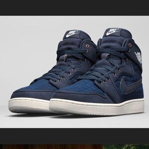 Size 12 Nike Air Jordan 1 Retro AJKO Obsidian Blue Quilted Sneakers 638471-403